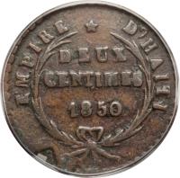 Haiti coin 2 Centimes - Faustin I (1850) reverse reverse of 2 Centimes - Faustin I (1850) coin with KM# 35 from Haiti.