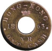 obverse of 1 Cash - Victoria (1863) coin with KM# Pn68 from Hong Kong.