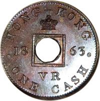 obverse of 1 Cash - Victoria (1863) coin with KM# Pn69 from Hong Kong.