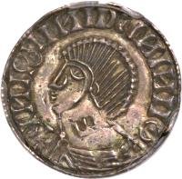 obverse of 1 Penny (1015 - 1035) coin with SP# 6126 from Ireland. Inscription: + IИI8ИIИIDDИIИIIΘ