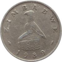 obverse of 10 Cents (1980 - 1999) coin with KM# 3 from Zimbabwe. Inscription: ZIMBABWE 1994