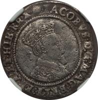 obverse of 1 Shilling - James I (1604 - 1607) coin with SP# 6516 from Ireland.