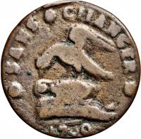 Isle of Man coin 1 Penny - James Stanley (1709) obverse obverse of 1 Penny - James Stanley (1709) coin with KM# 2 from Isle of Man. Inscription: SANS CHANGER 1709