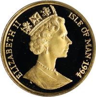 obverse of 1 Angel - Elizabeth II - 3'rd Portrait (1994 - 2007) coin with KM# 397 from Isle of Man. Inscription: ELIZABETH II ISLE OF MAN · 1994