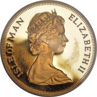 obverse of 5 Pounds - Elizabeth II - 2'nd Portrait (1973) coin with KM# 29 from Isle of Man. Inscription: ISLE OF MAN ELIZABETH II
