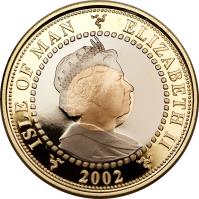 obverse of 1 Crown - Elizabeth II - Golden Jubilee (2002) coin with KM# 1119 from Isle of Man.