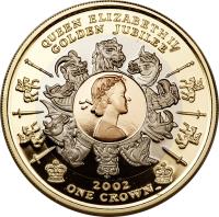 reverse of 1 Crown - Elizabeth II - Golden Jubilee (2002) coin with KM# 1119 from Isle of Man.