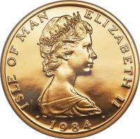 obverse of 1 Angel - Elizabeth II - 2'nd Portrait (1984) coin with KM# 139 from Isle of Man. Inscription: ISLE OF MAN ELIZABETH II · 1984 ·