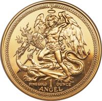 Isle of Man coin 1 Angel - Elizabeth II - 2'nd Portrait (1984) reverse reverse of 1 Angel - Elizabeth II - 2'nd Portrait (1984) coin with KM# 139 from Isle of Man. Inscription: FINE GOLD 1 OUNCE ANGEL