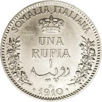 reverse of 1 Rupia - Vittorio Emanuele III (1910) coin with KM# Pr8 from Italian Somaliland.