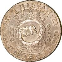 Jamaica coin 6 Shillings 8 Pence - Counterstamped (1757 - 1758) reverse reverse of 6 Shillings 8 Pence - Counterstamped (1757 - 1758) coin with KM# 8.2 from Jamaica.