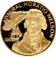 reverse of 100 Dollars - Elizabeth II - Admiral Horatio Nelson (1976) coin with KM# 72 from Jamaica. Inscription: ADMIRAL HORATIO NELSON PORT ROYAL H.M.S. HINCHINBROOK