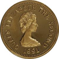 obverse of 1 Pound - Elizabeth II - Tickler (1991) coin with KM# 84b from Jersey. Inscription: QUEEN ELIZABETH THE SECOND 1991