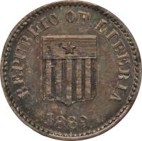 obverse of 1 Cent (1889) coin with KM# Pn18 from Liberia.