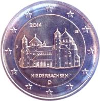 Germany coin 2 Euro - Federal States: Niedersachsen (2014) obverse obverse of 2 Euro - Federal States: Niedersachsen (2014) coin with KM# 334 from Germany. Inscription: 2014 Œ D Niedersachsen D