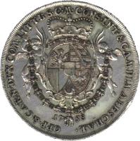 Liechtenstein coin 1 Thaler - Joseph Wenzel (1758) reverse reverse of 1 Thaler - Joseph Wenzel (1758) coin with C# 2 from Liechtenstein. Inscription: OPP · & CARN · DUX COM · RITTB · S · C · M · CONS · INT · & CAMPIMARESCHAL · 1758