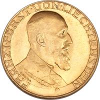 Liechtenstein coin 10 Francs - Franz I (1930) obverse obverse of 10 Francs - Franz I (1930) coin with Y# 11 from Liechtenstein. Inscription: FRANZ · I · FÜRST · VON · LIECHTENSTEIN L.HUJER