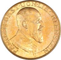 Liechtenstein coin 20 Francs - Franz I (1930) obverse obverse of 20 Francs - Franz I (1930) coin with Y# 12 from Liechtenstein. Inscription: FRANZ · I · FÜRST · VON · LIECHTENSTEIN L.HUJER