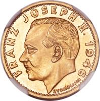 Liechtenstein coin 20 Francs - Franz Josef II (1946) obverse obverse of 20 Francs - Franz Josef II (1946) coin with Y# 14 from Liechtenstein. Inscription: FRANZ JOSEPH II. 1946 STOCKMANN