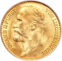 Liechtenstein coin 10 Kronen - Johann II (1900) obverse obverse of 10 Kronen - Johann II (1900) coin with Y# 5 from Liechtenstein. Inscription: JOHANN II · FÜRST VON LIECHTENSTEIN