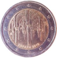 Spain coin 2 Euro - Juan Carlos I - Great Mosque of Córdoba (2010) obverse obverse of 2 Euro - Juan Carlos I - Great Mosque of Córdoba (2010) coin with KM# 1152 from Spain. Inscription: ESPAÑA 2010 M