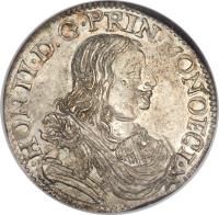 obverse of 5 Sols - Honore II (1660 - 1662) coin with KM# 35 from Monaco. Inscription: · HON II · D:G · PRIN · MONOECI ·