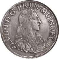 obverse of 1 Scudo - Louis I (1662 - 1682) coin with KM# 37 from Monaco. Inscription: LVD*I*D*G*PRIN*MONOECI*