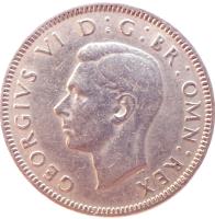 obverse of 1 Shilling - George VI - Scottish crest; With IND:IMP (1947 - 1948) coin with KM# 864 from United Kingdom. Inscription: GEORGIVS VI D:G:BR:OMN:REX