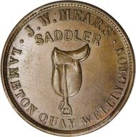 obverse of 1/2 Penny - J.W. Mears, Wellington coin with KM# Tn45 from New Zealand. Inscription: .J.W.MEARS. LAMBTON QUAY WELLINGTON