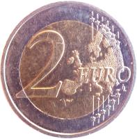 reverse of 2 Euro - 10 Years of EMU (2009) coin with KM# 1590 from France. Inscription: 2 EURO LL