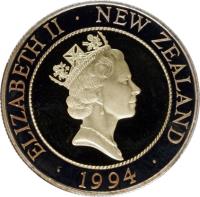 obverse of 50 Cents - H.M.S. Endeavour (1994) coin with KM# 90b from New Zealand. Inscription: ELIZABETH II · NEW ZEALAND · 1994 ·