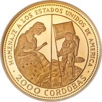 reverse of 2000 Córdobas - United States (1975) coin with KM# 41 from Nicaragua.