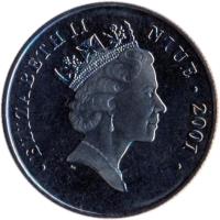 obverse of 1 Dollar - Elizabeth II - Snoopy (2001) coin with KM# 123 from Niue. Inscription: · ELIZABETH II NIUE · 2001 ·