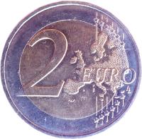 reverse of 2 Euro - Élysée Treaty (2013) coin with KM# 2094 from France. Inscription: 2 EURO LL