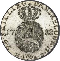 reverse of 24 Skilling Danske - Christian VII (1772 - 1788) coin with KM# 250 from Norway.