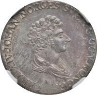 Norway coin 24 Skilling - Carl XIV (1825 - 1836) obverse obverse of 24 Skilling - Carl XIV (1825 - 1836) coin with KM# 300 from Norway. Inscription: CARL XIV JOHAN NORGES SVER.G.OGV.KONGE.