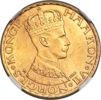 Norway coin 20 Kroner - Oscar II (1910) obverse obverse of 20 Kroner - Oscar II (1910) coin with KM# 376 from Norway. Inscription: HAAKON · VII · NORGES · KONGE 1910