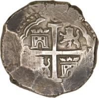 Peru coin 8 Reales - Carlos II - Colonial Cob Coinage (1684 - 1701) obverse obverse of 8 Reales - Carlos II - Colonial Cob Coinage (1684 - 1701) coin with KM# 24 from Peru.