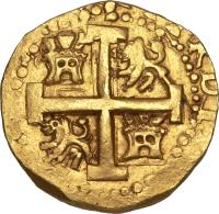 Peru coin 8 Escudos - Fernando VI - Colonial Cob Coinage (1747 - 1750) obverse obverse of 8 Escudos - Fernando VI - Colonial Cob Coinage (1747 - 1750) coin with KM# 47 from Peru.