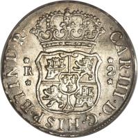 obverse of 2 Reales - Fernando VI (1752 - 1760) coin with KM# 53 from Peru.