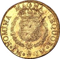 Peru coin 8 Escudos - Carlos III - Colonial Milled Coinage (1761 - 1762) reverse reverse of 8 Escudos - Carlos III - Colonial Milled Coinage (1761 - 1762) coin with KM# 68 from Peru.