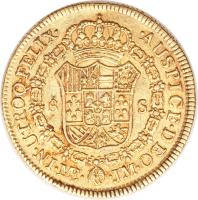 Peru coin 8 Escudos - Carlos III - Colonial Milled Coinage (1772 - 1784) reverse reverse of 8 Escudos - Carlos III - Colonial Milled Coinage (1772 - 1784) coin with KM# 82 from Peru.
