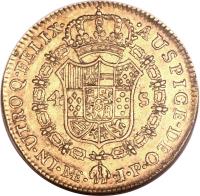 Peru coin 4 Escudos - Carlos IV - Colonial Milled Coinage (1791 - 1808) reverse reverse of 4 Escudos - Carlos IV - Colonial Milled Coinage (1791 - 1808) coin with KM# 98 from Peru.