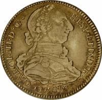 Peru coin 4 Escudos - Carlos III (1785 - 1789) obverse obverse of 4 Escudos - Carlos III (1785 - 1789) coin with KM# 81a from Peru.