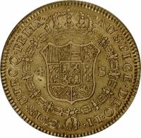 Peru coin 4 Escudos - Carlos III (1785 - 1789) reverse reverse of 4 Escudos - Carlos III (1785 - 1789) coin with KM# 81a from Peru.