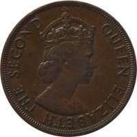 Eastern Caribbean States coin 2 Cents - Elizabeth II - 1'st Portrait (1955 - 1965) obverse obverse of 2 Cents - Elizabeth II - 1'st Portrait (1955 - 1965) coin with KM# 3 from Eastern Caribbean States. Inscription: QUEEN ELIZABETH THE SECOND