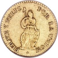 reverse of 1 Escudo - North Peru (1838) coin with KM# 160 from Peru.