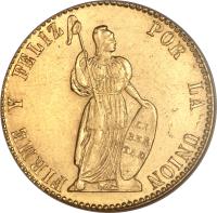 reverse of 4 Escudos (1828 - 1855) coin with KM# 150 from Peru.