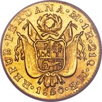 obverse of 1 Escudo (1826 - 1855) coin with KM# 147 from Peru.