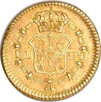 Peru coin 1/2 Escudo - Fernando VII - Colonial Milled Coinage (1814 - 1821) reverse reverse of 1/2 Escudo - Fernando VII - Colonial Milled Coinage (1814 - 1821) coin with KM# 125 from Peru.